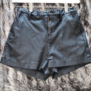 black leather shorts